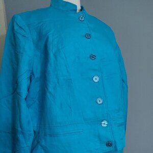 2 Pc Aqua Like Linen Jacket and Dress Office Chic Business Casual Jessica London